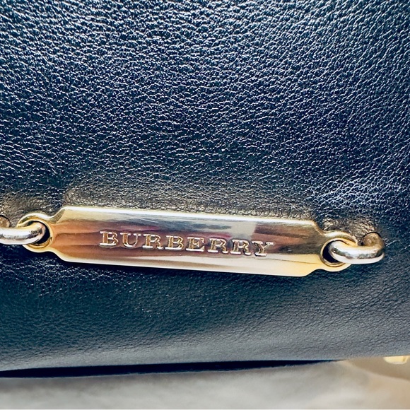 Burberry Black Leather Shoulder Bag-Gold Tone Hardware- Made in Italy - Picture 6 of 12